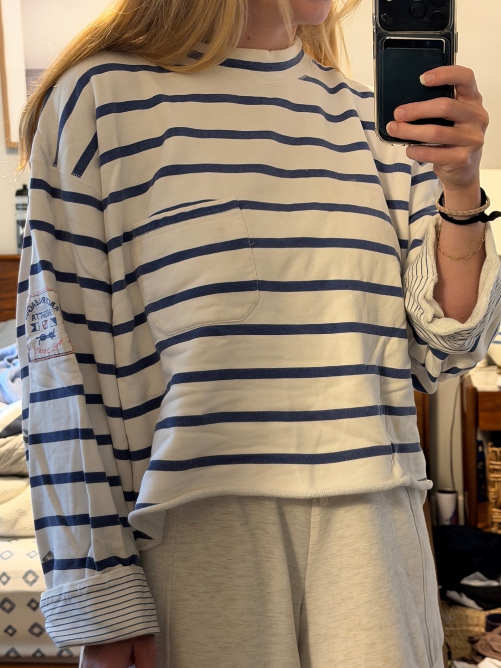 Vintage GAP 100% Cotton striped crop mockneck sweatshirt -